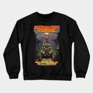 Halloween Monster Truck Red Moon, Smoke Rising Crewneck Sweatshirt